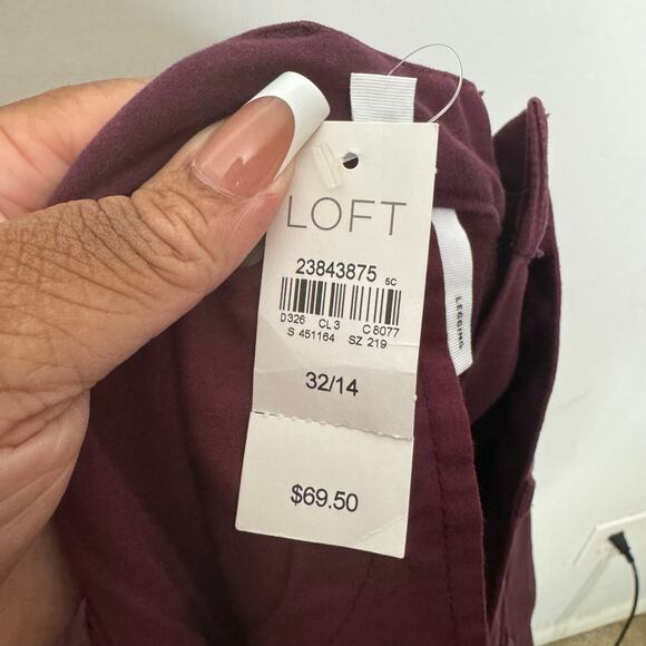 LOFT Burgundy Skinny Legging Jeans Women’s Size 14 / 32 Stretch Pants - Picture 13 of 14